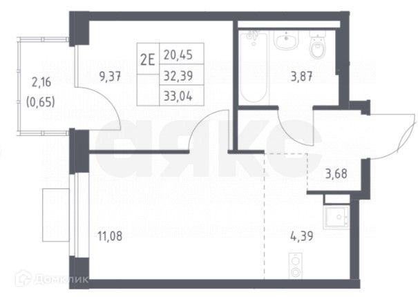 Продаётся 1-комнатная квартира, 33.4 м²