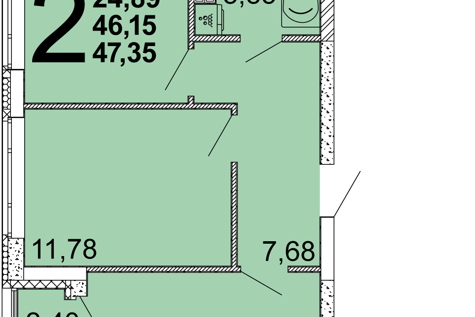 Продаётся 2-комнатная квартира, 48 м²