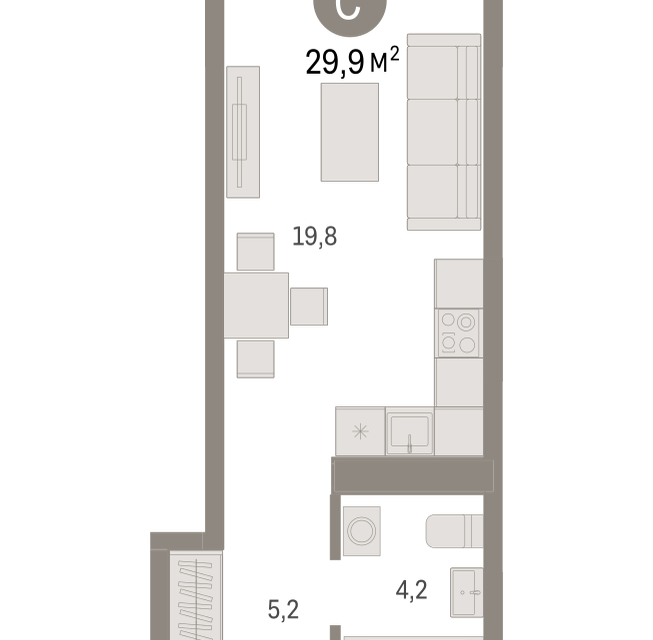 Продаётся студия, 29.9 м²