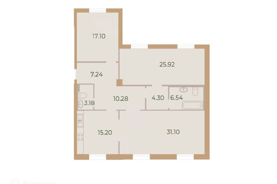Продаётся 3-комнатная квартира, 121 м²