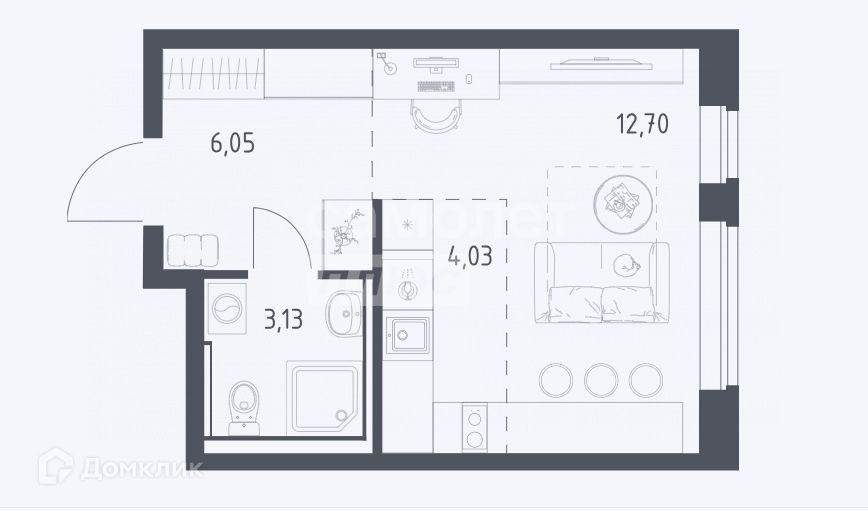 Продаётся студия, 25.91 м²