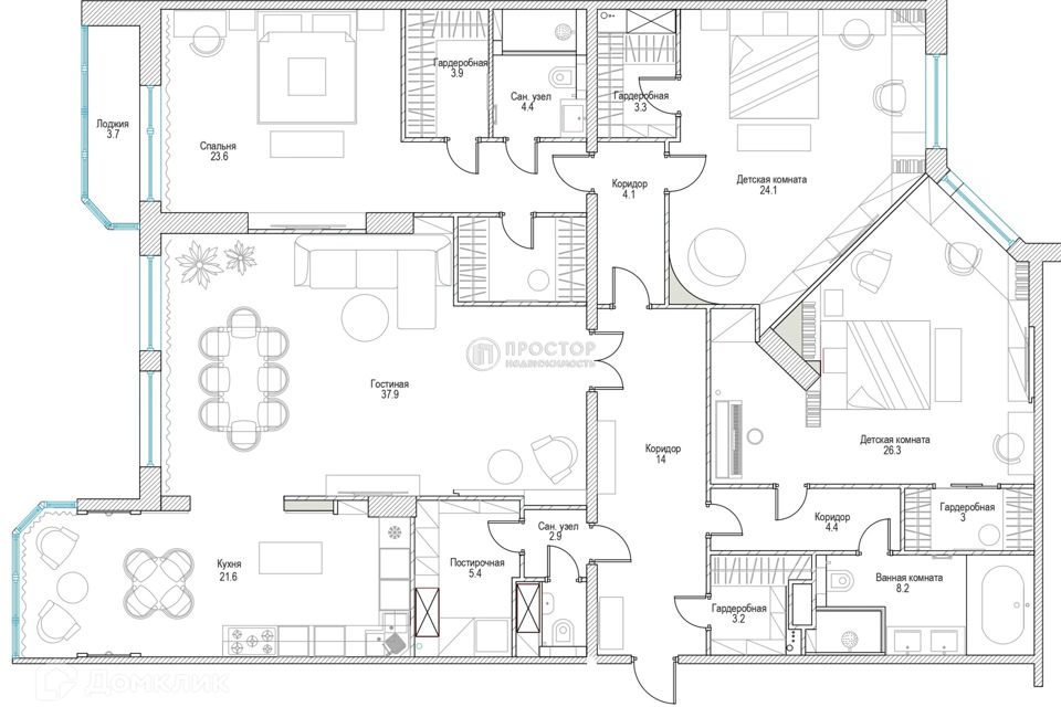 Продаётся 4-комнатная квартира, 191.2 м²