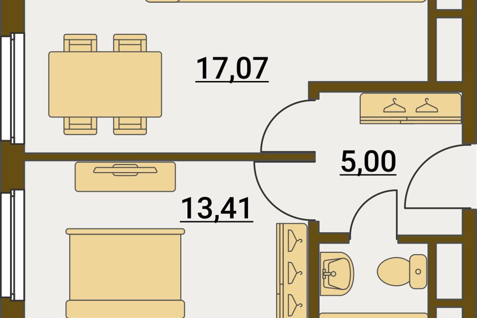 Продаётся 1-комнатная квартира, 38 м²