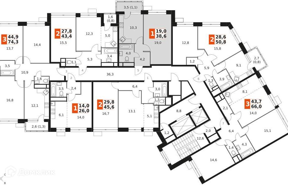 Продаётся 1-комнатная квартира, 38.5 м²