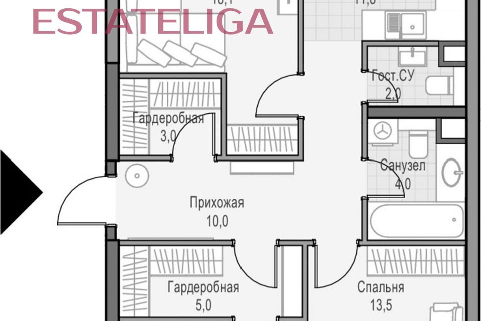 Продаётся 3-комнатная квартира, 78.3 м²