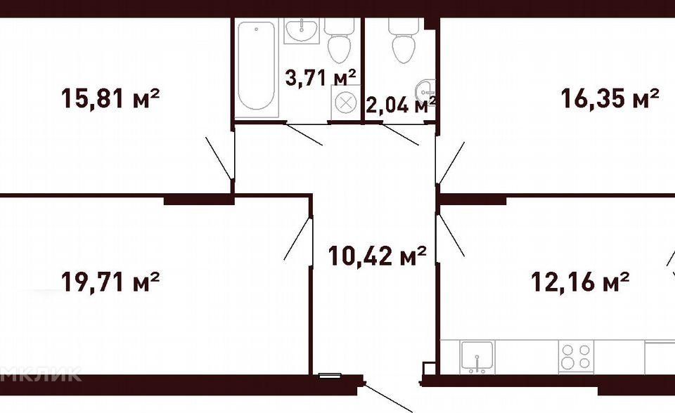 Продаётся 3-комнатная квартира, 81.5 м²