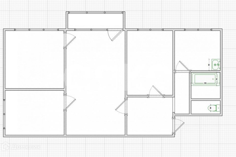 Продаётся 4-комнатная квартира, 57.5 м²