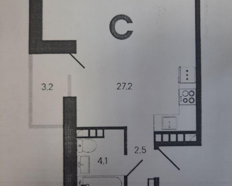 Продаётся студия, 33 м²