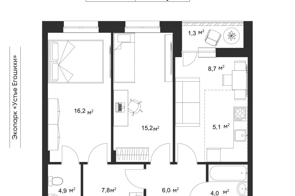 Продаётся 3-комнатная квартира, 69.2 м²