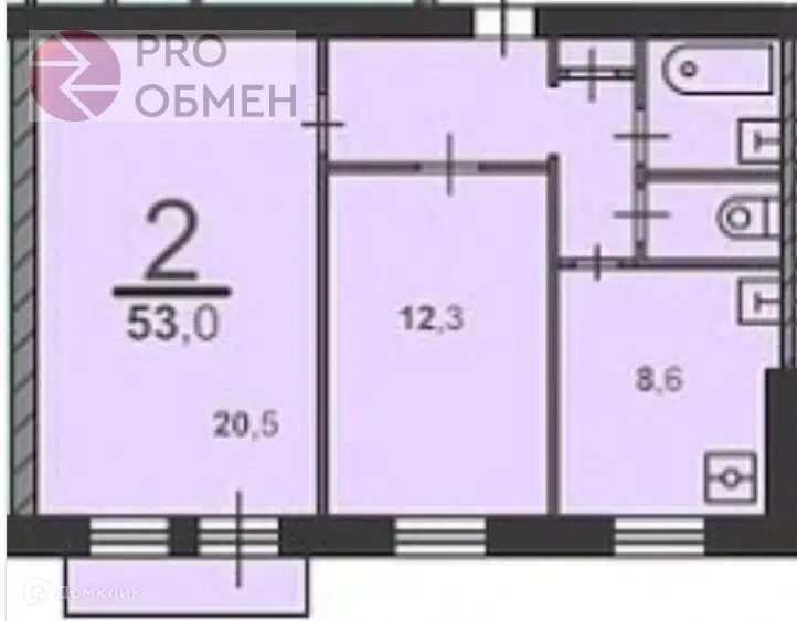 Продаётся 2-комнатная квартира, 56.1 м²