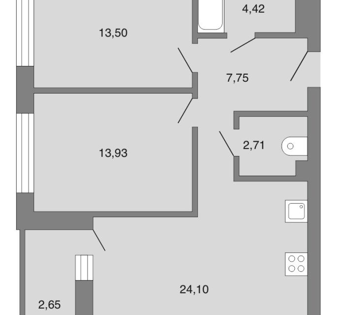 Продаётся 2-комнатная квартира, 66 м²