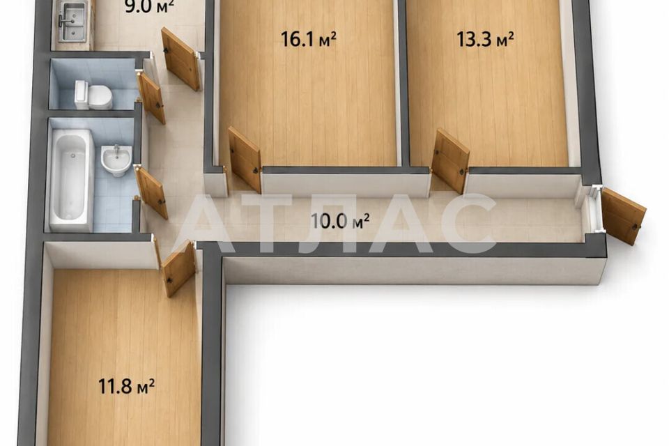 Продаётся 3-комнатная квартира, 67.1 м²
