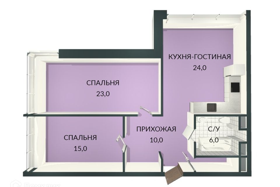 Продаётся 3-комнатная квартира, 78.8 м²