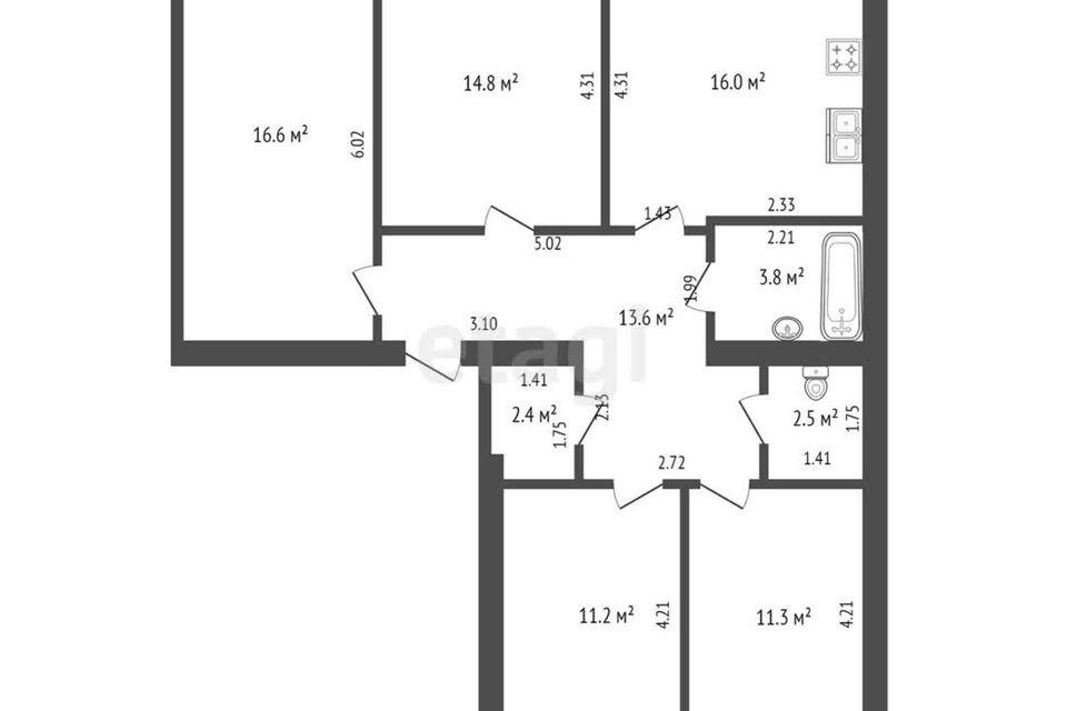 Продаётся 4-комнатная квартира, 92.2 м²