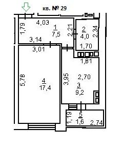 Продаётся 1-комнатная квартира, 40 м²