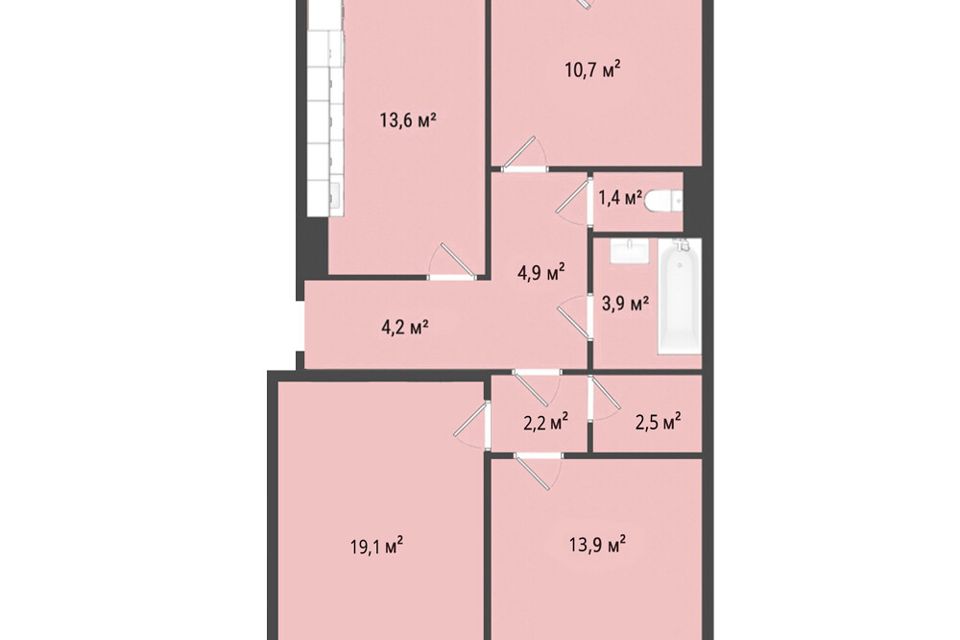Продаётся 3-комнатная квартира, 76.3 м²