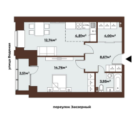 Продаётся студия, 50.3 м²