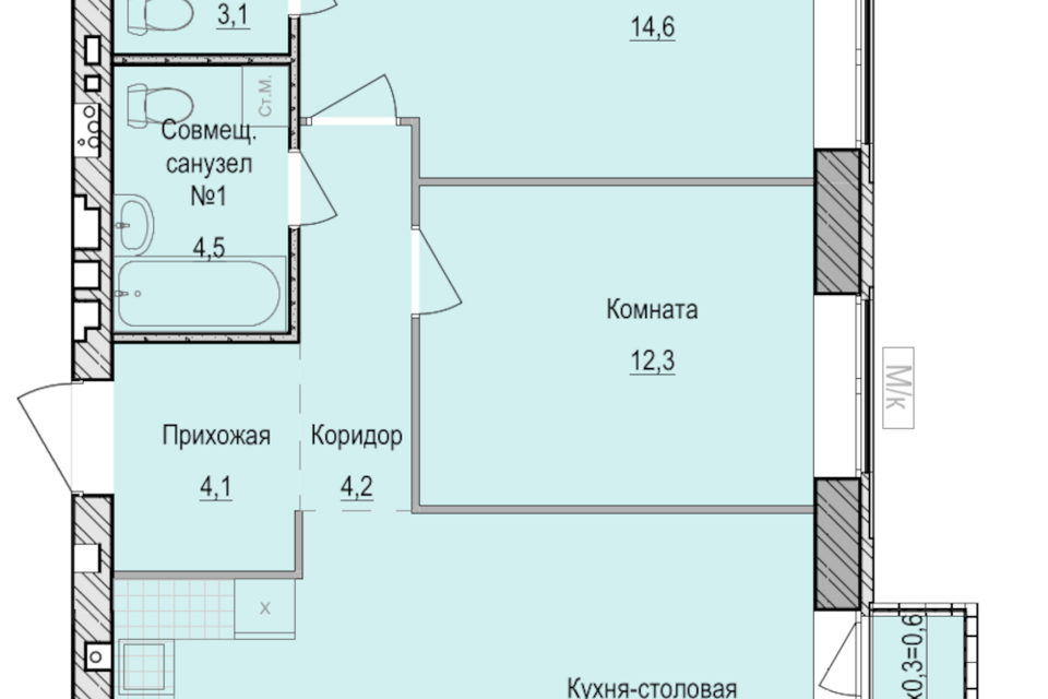 Продаётся 2-комнатная квартира, 63.5 м²