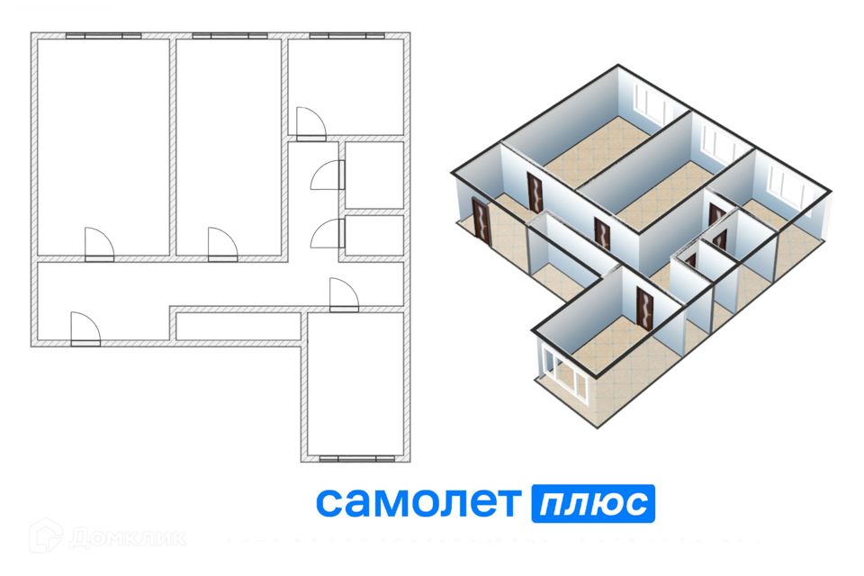 Продаётся 3-комнатная квартира, 72.9 м²