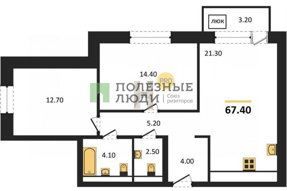 Продаётся 3-комнатная квартира, 67.4 м²