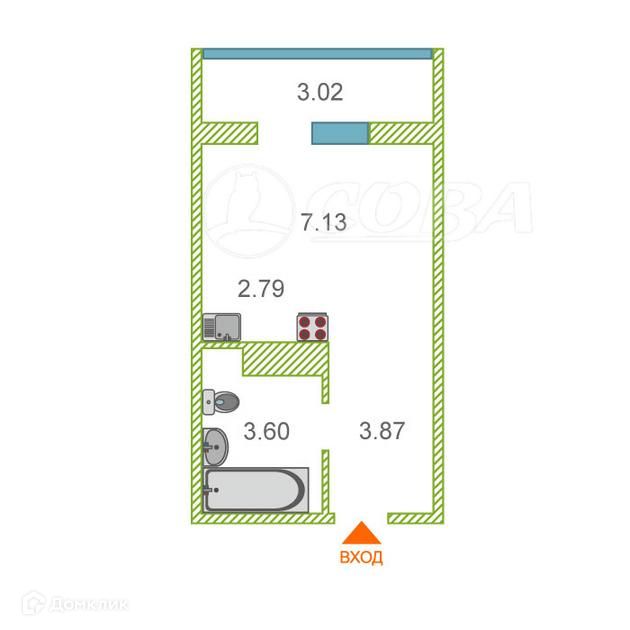 Продаётся студия, 18 м²
