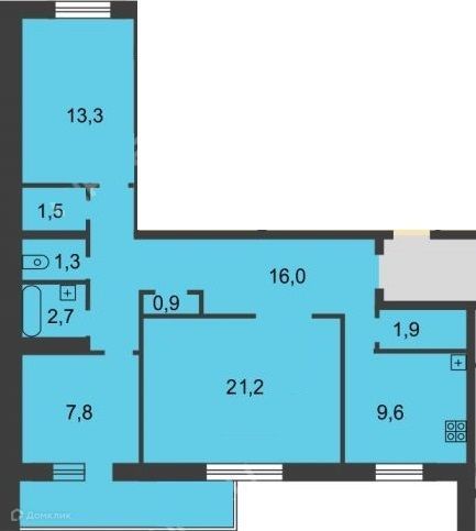 Продаётся 3-комнатная квартира, 76.2 м²