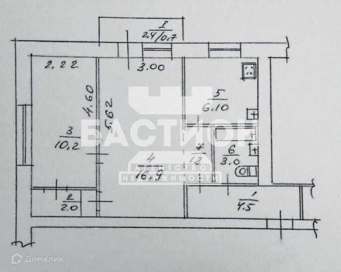 Продаётся 2-комнатная квартира, 45 м²