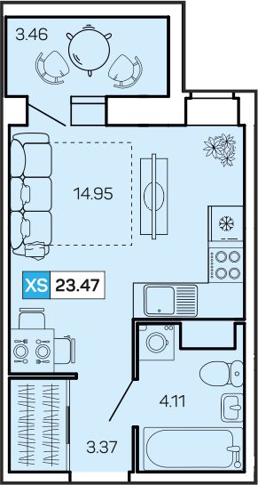 Продаётся студия, 23.5 м²