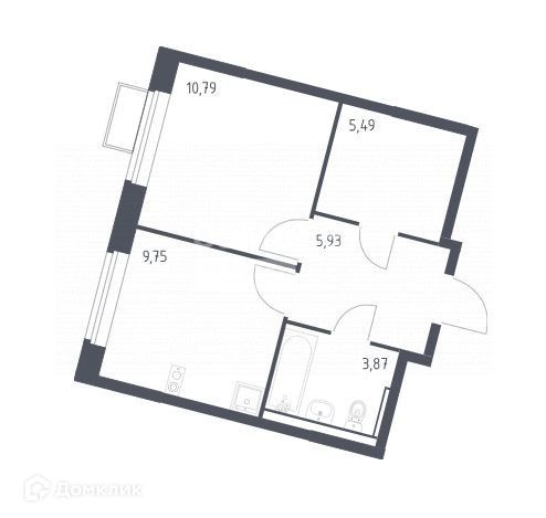 Продаётся 1-комнатная квартира, 35.83 м²