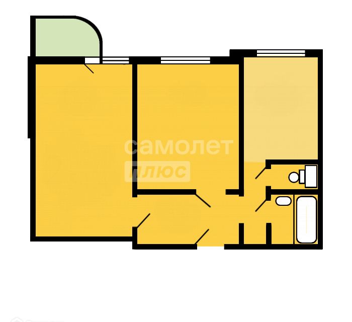 Продаётся 2-комнатная квартира, 53.6 м²