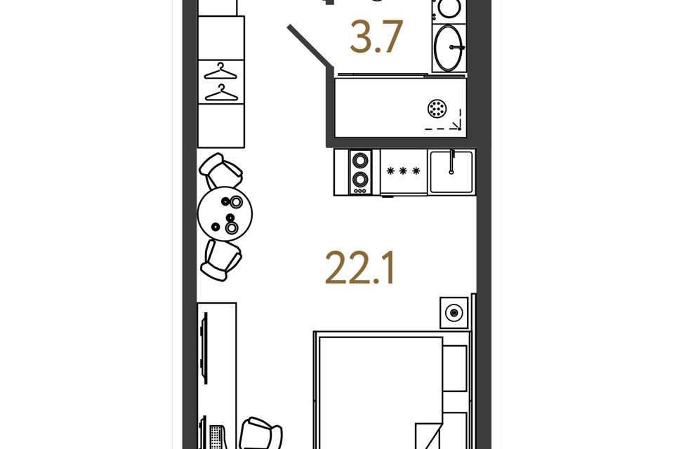 Продаётся студия, 25.8 м²