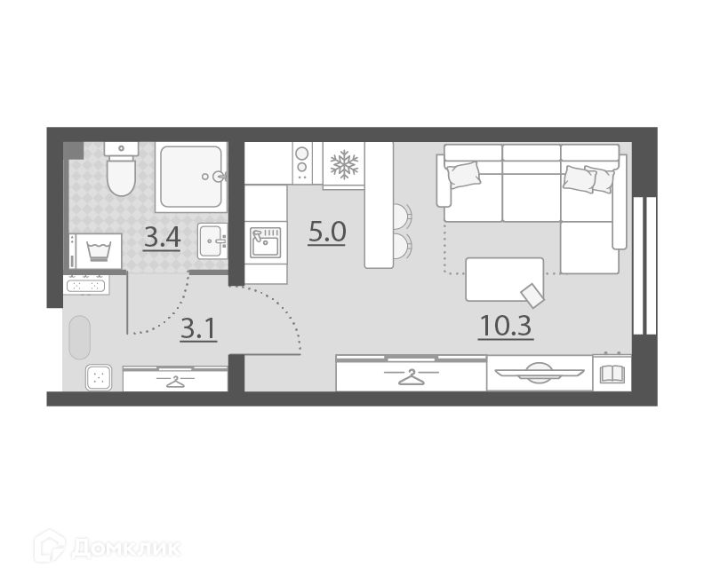 Продаётся студия, 21.8 м²