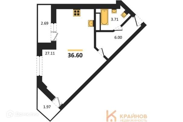 Продаётся студия, 36.6 м²