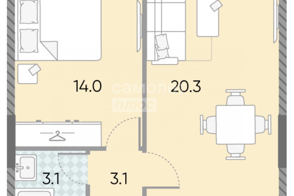 Продаётся 2-комнатная квартира, 39.8 м²