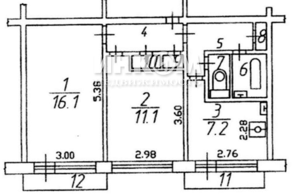 Продаётся 2-комнатная квартира, 46.7 м²