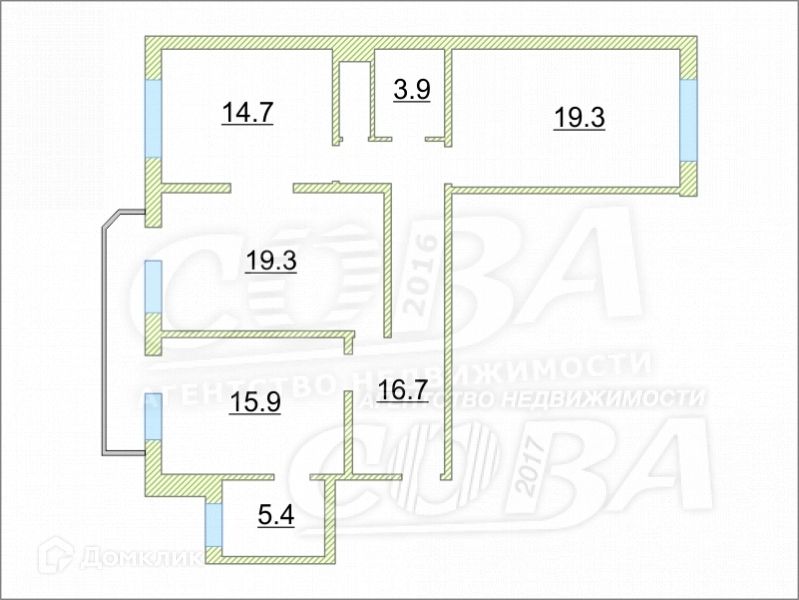 Продаётся 3-комнатная квартира, 96.4 м²