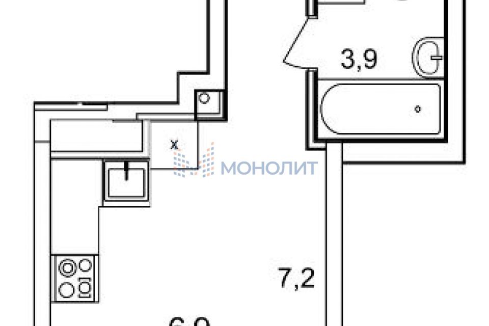 Продаётся 1-комнатная квартира, 26 м²