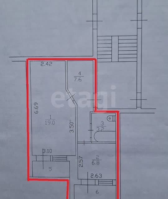 Продаётся 1-комнатная квартира, 39.8 м²