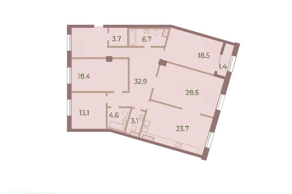 Продаётся 4-комнатная квартира, 154.6 м²