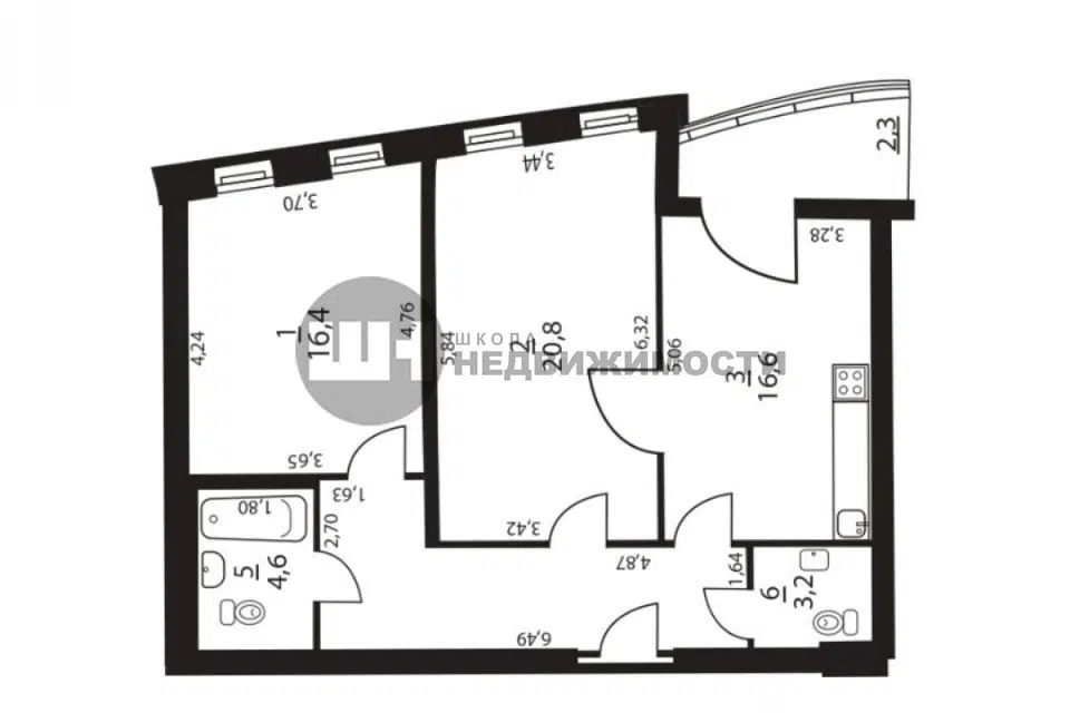 Продаётся 2-комнатная квартира, 74 м²