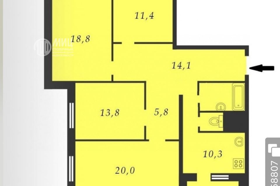 Продаётся 4-комнатная квартира, 102 м²