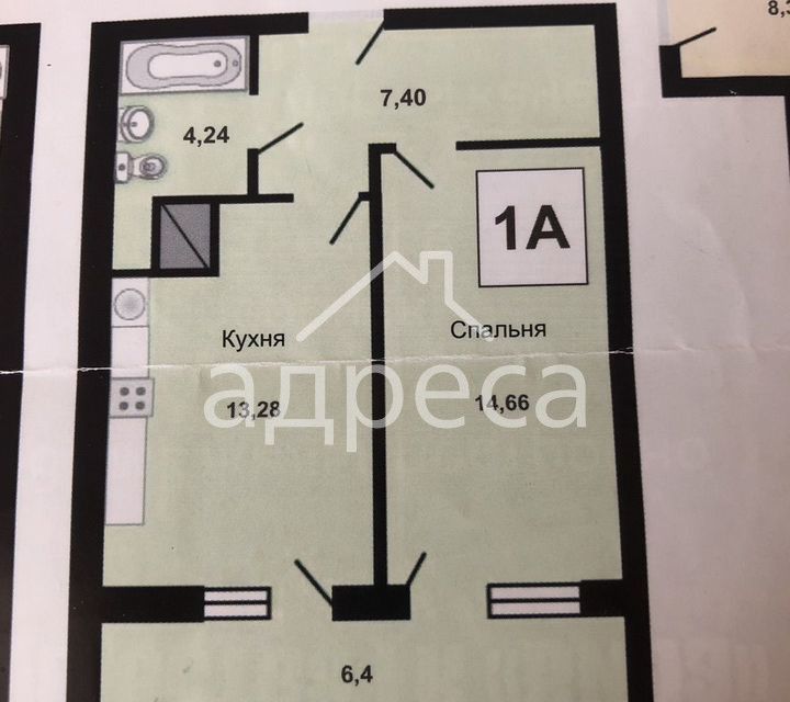 Продаётся 1-комнатная квартира, 42.1 м²