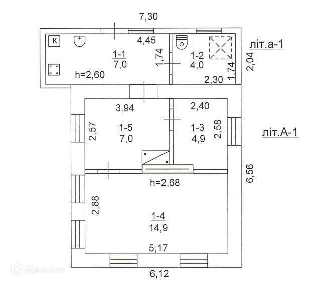 Продаётся 1-этажный дом, 37.8 м²