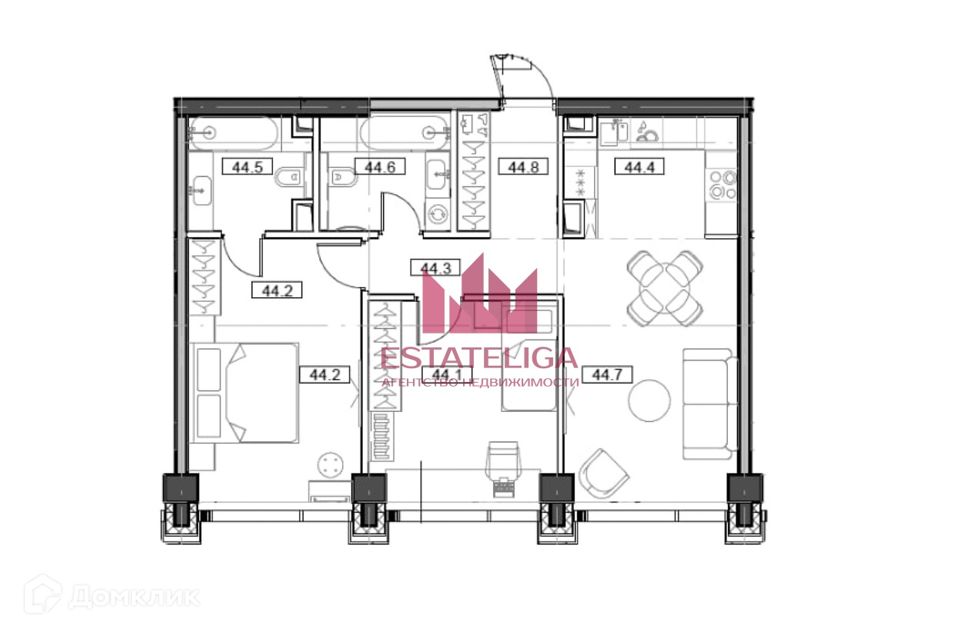 Продаётся 2-комнатная квартира, 65.5 м²