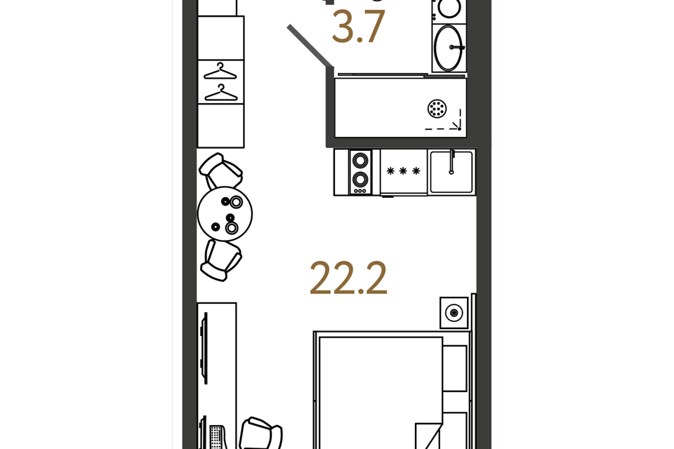 Продаётся студия, 25.9 м²