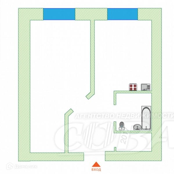 Продаётся 1-комнатная квартира, 36 м²