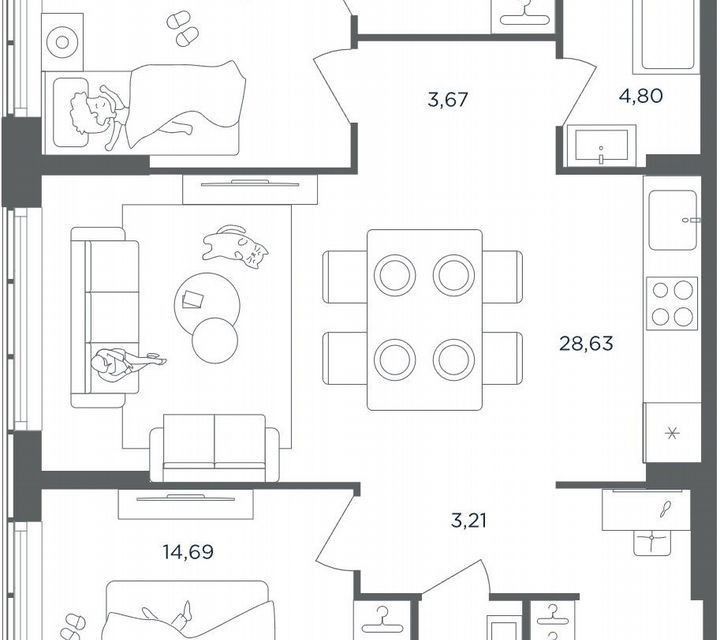 Продаётся 2-комнатная квартира, 85 м²