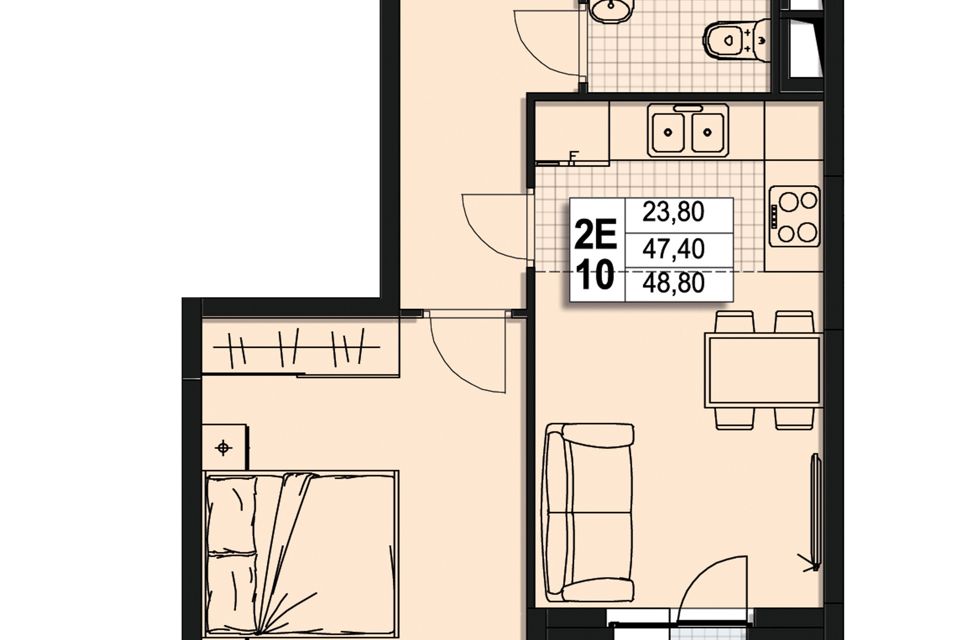 Продаётся 2-комнатная квартира, 46.8 м²