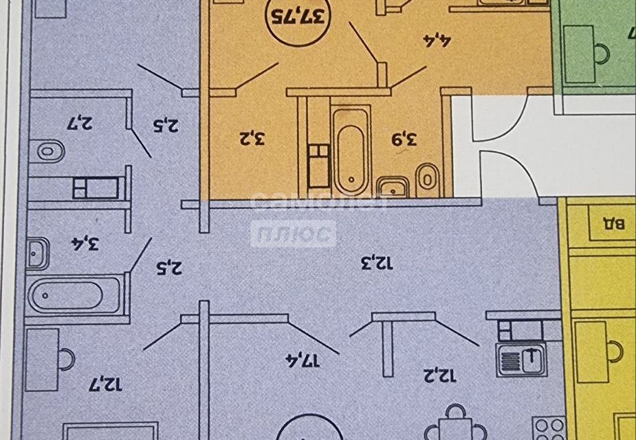 Продаётся 3-комнатная квартира, 77.8 м²