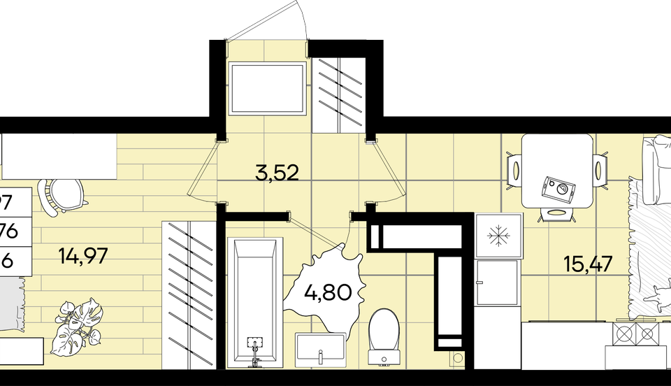 Продаётся 1-комнатная квартира, 43.16 м²